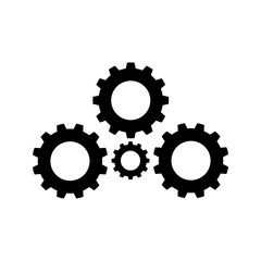 Gear icon isolated on white background. Simple flat design of cogwheel symbol for settings, engineering, technology, and mechanical concept.