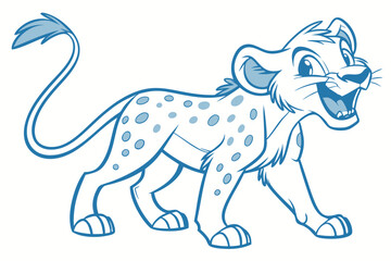 Fototapeta premium Walking Cartoon Cub with Spot Pattern on White Background