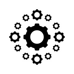 Gear icon isolated on white background. Simple flat design of cogwheel symbol for settings, engineering, technology, and mechanical concept. Perfect for app design, web interface.