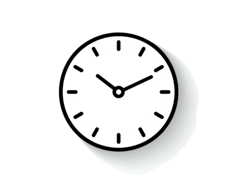 Simple white clock icon with subtle shadow (2)