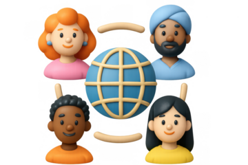 Diverse global community collaboration concept in 3d design