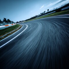 High-Speed Motion Blur on Racing Track during a Twilight Evening