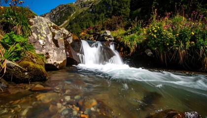 Mountain stream cascading over rocks (2)