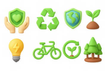 Eco-friendly icons set for sustainability and environmental awareness promotion