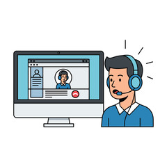 Attentive_Customer_Service_Agent_on_Video_Call,_Modern_Flat_Design