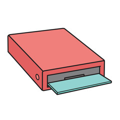 Red computer element, isolated vector illustration of a computer peripheral device for data storage