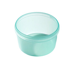 Light teal, round, food storage container
