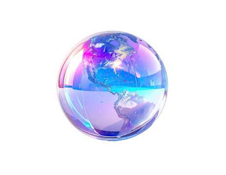 Sphere, iridescent, Earth, bubble, colorful, continents