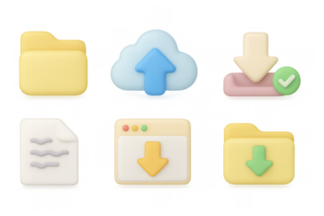 Cloud computing icons in 3d style for efficient file management