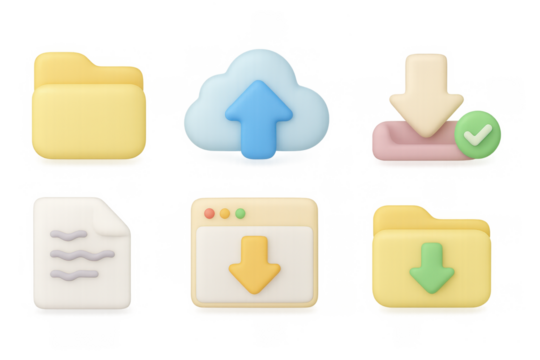 Cloud computing icons in 3d style for efficient file management