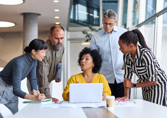 Portrait of a group of business people having a meeting in the office. Teamwork and success concept, portrait of a smart businesswoman