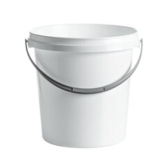 White plastic bucket with gray handles (1)