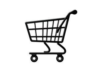 Black shopping cart icon, 3D style (1)