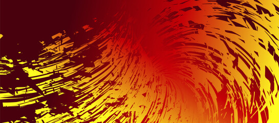 Creative abstract design with red and yellow brush effect on gradient.