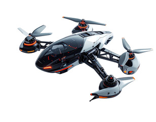 Futuristic drone with sleek design and glowing lights