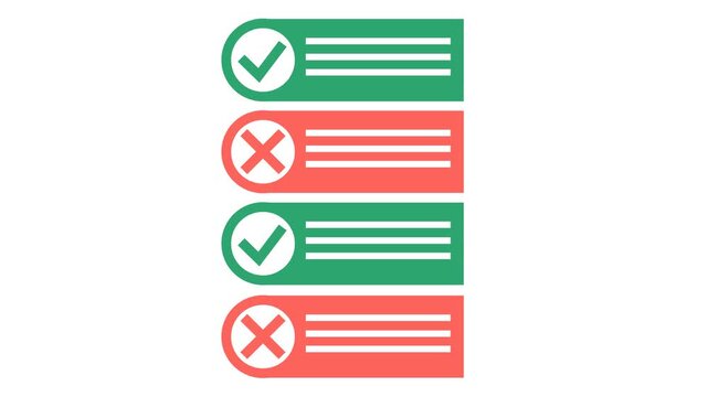 Checkmark symbol on project management checklist icon in a cartoon animation. Organized verification data validation signs. Animated confirmation task in decorative element concept. Alpha channel.