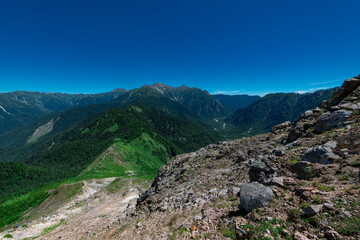 焼岳から穂高連峰を望む