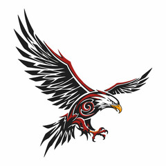 vector illustration of an eagle with batik tribal motifs