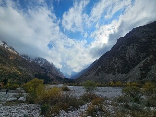 mountain landscape with In ala Archa National Park Kyrgyzstan 