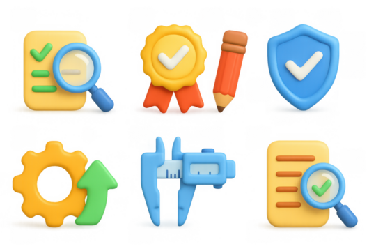 Colorful 3d icons set for business tasks and security themes