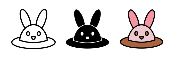 Obraz premium Bunny in hole icon set stroke, filled and colored concept. Vector illustration.