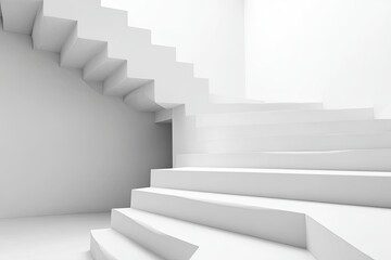 Abstract spiral staircase in a white space
