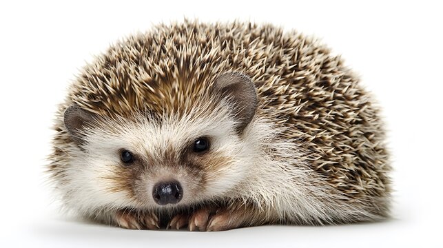 Portrait of a cute hedgehog on white background adorable spiny mammal pet wildlife animal photography studio shot