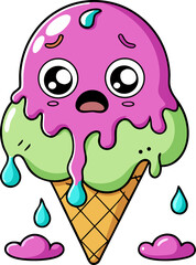 Ice cream sad, melting like it’s crying icon