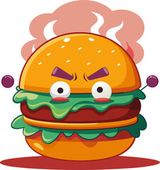 Burger angry with steam coming out like frustration icon