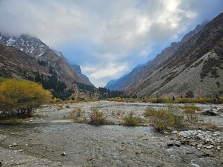mountain landscape in the mountains In ala Archa National Park Kyrgyzstan 
