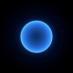 A glowing, vibrant blue sphere dominates a dark, empty background.