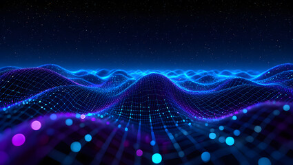 Virtual fractal wave blue abstract background