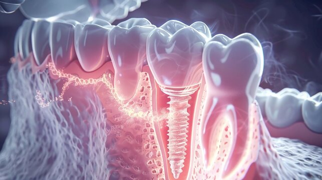 Titanium Implant Bone Fusion: Hyper-Detailed Cellular Integration Animation