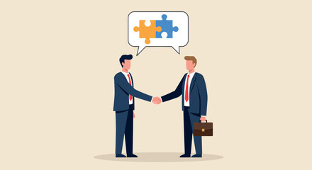 Naklejka premium Business collaboration concept with two adult males in formal attire shaking hands
