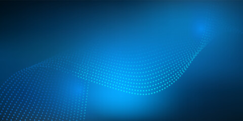 Obraz premium Smooth smoke particle wave, big data techno background with glowing dots, hi-tech concept, blue color