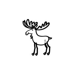 Fototapeta premium Moose. Moose simple black and white line art vector logo