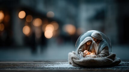 Nativity scene in a glass sphere
