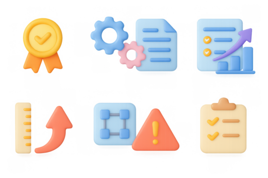 Colorful 3d icons of business success and productivity