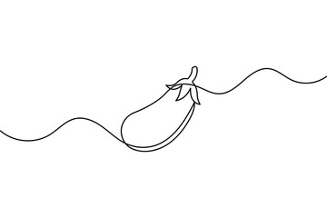 Obraz premium Eggplant vegetable icon in continuous one line drawing minimalist outline simple sketch illustration 