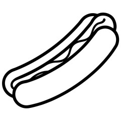Hot dog icon, bold black outline (Black Vector / Illustration Style)
