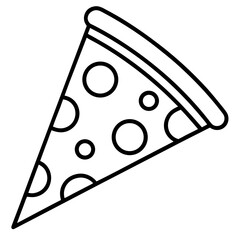 Pizza slice icon, black line art (Black Vector / Illustration Style)