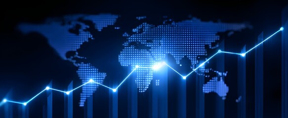 The digital financial graph displaying new market patterns and info breakdowns