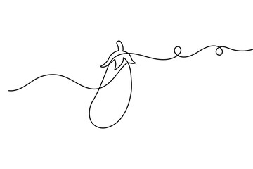 Obraz premium Eggplant vegetable icon in continuous one line drawing minimalist outline simple sketch illustration 