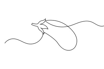 Eggplant vegetable icon in continuous one line drawing minimalist outline simple sketch illustration
