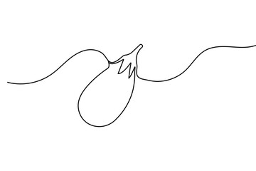 Eggplant vegetable icon in continuous one line drawing minimalist outline simple sketch illustration
