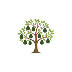 vector logo avocado tree with green leaves