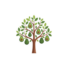 vector logo avocado tree with green leaves