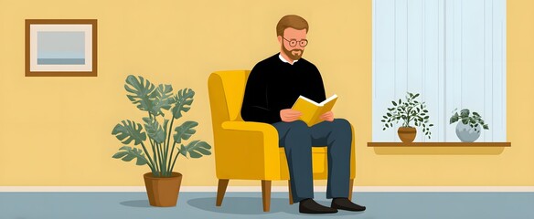 A chill routine of someone enjoying a book reading at home.