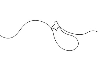Obraz premium Eggplant continuous one line drawing and minimalist style isolate outline vector illustration design 