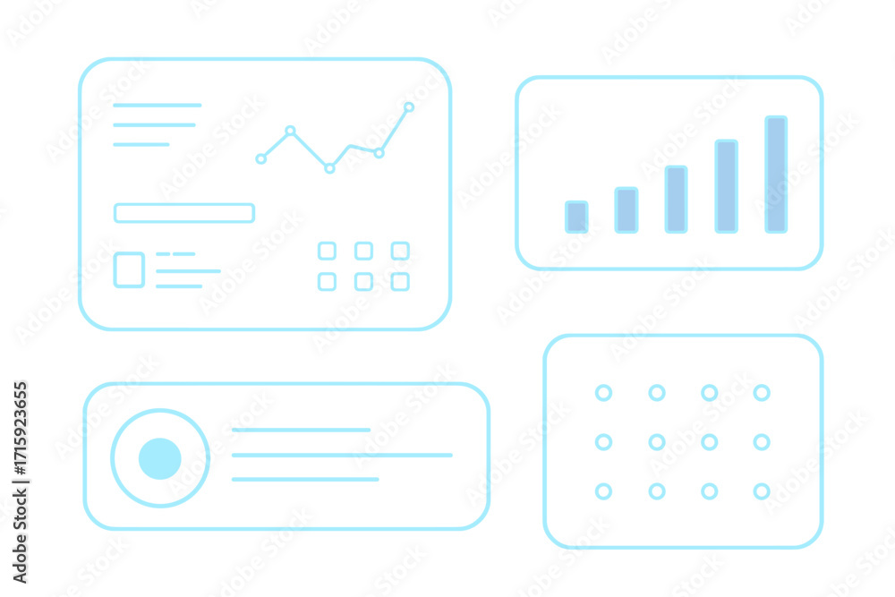 Poster futuristic data interface vector illustration in neon style for technology and digital design